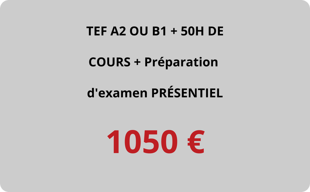 TEF A2 ou B1 +50H de COURS + Préparation d'examen PRÉSENTIEL