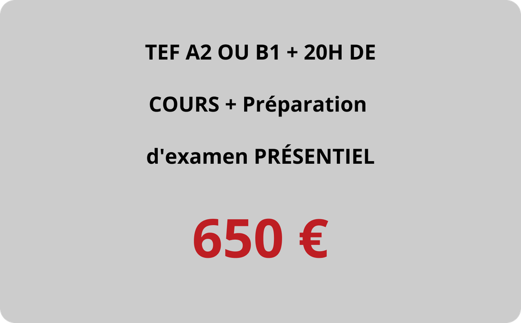 TEF A2 ou B1 +20H COURS + Préparation d'examen PRÉSENTIEL